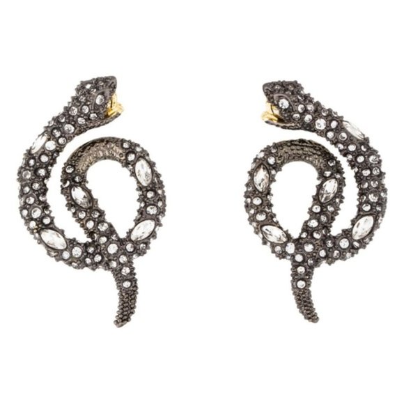NEW Alexis Bittar Coiled Serpent Black Snake Earrings - Picture 2 of 5